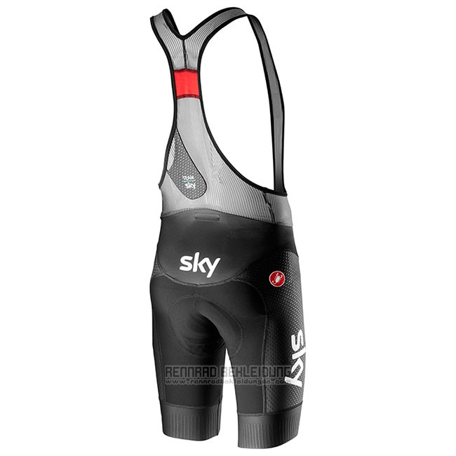 2019 Fahrradbekleidung Sky Aero Shwarz Blau Trikot Kurzarm und Tragerhose